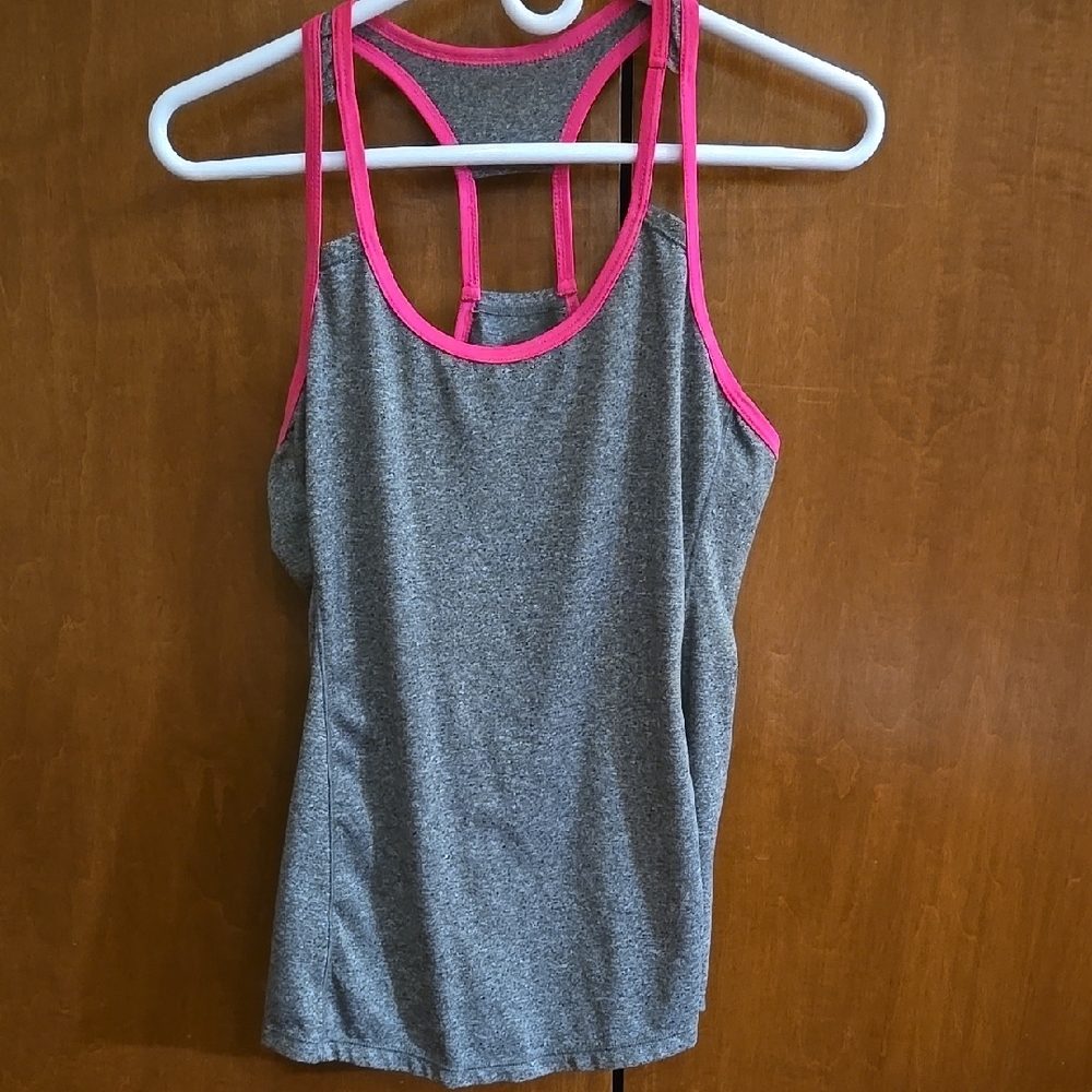 Gray and Pink Women's Tank Top